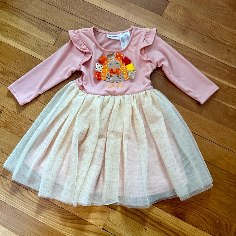 Blueberi Boulevard (Macy’s) Girls’ 3T Turkey Appliqué Sparkly Tulle Ruffle Dress